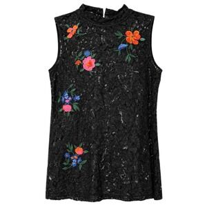 Whimsigoth Dark Coquette Semi Sheer Lace Top Women Size M Fairy Grunge Romantic